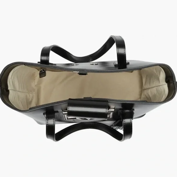 NWT Valentino By Mario Valentino Delphine Super V Leather Tote Bag Black - Picture 6 of 9